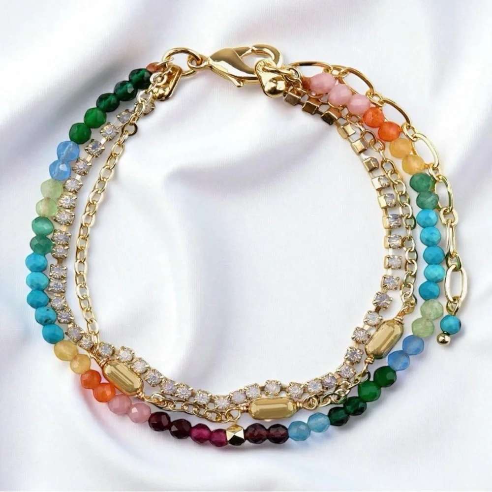 PANACEA Layered Bead & Crystal Bracelet